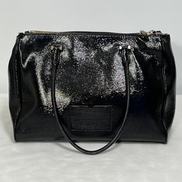 KATE SPADE New York Tri-Compartment Black Textured Patent Leather Tote - Picture 3 of 16